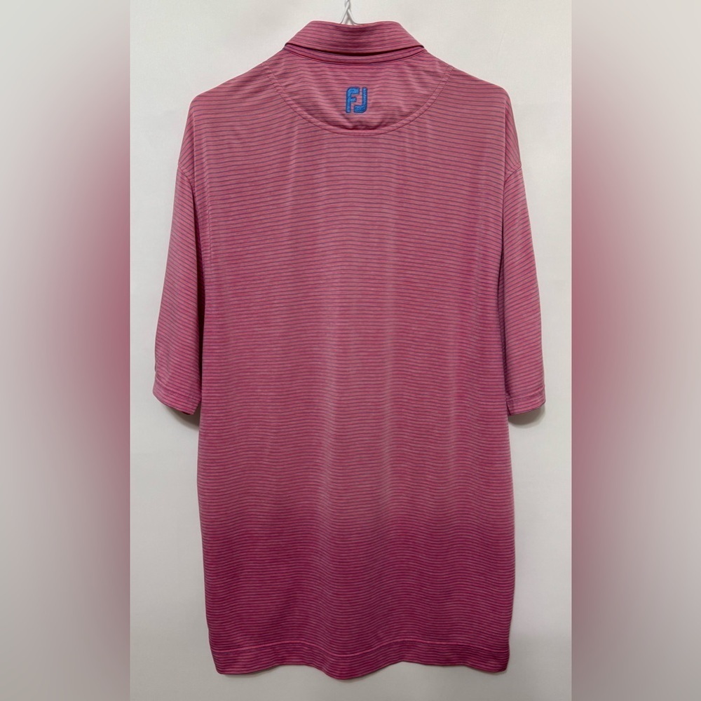 FootJoy Lisle Heather Stripe Golf Polo Shirt Pink/Blue Size Medium - Picture 2 of 11